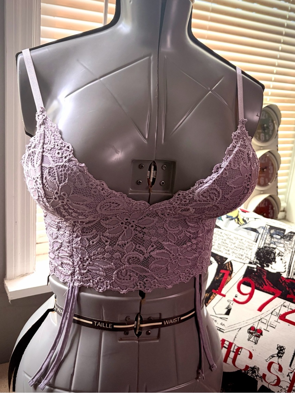Lace Longline Bralette crop top in Lavender